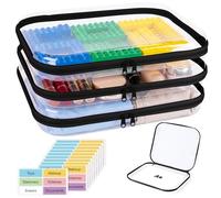 AKONEGE 3 Pack Large Hard Shell Zipper Case, Waterproof Clear Toiletry Bags for Travel, Protective Cosmetic Makeup Organizer, Storage Pouch for Puzzles, Board Games, Stationery, Toys, 35x30x5cm, Black