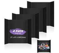 AKONEGE 4 Pack Small Trifold Poster Board 21" x 14" Tri Fold Poster Boards Black Corrugated Cardboard Project Boards for Presentations, School Projects, Science Fair, Exhibition Event Display