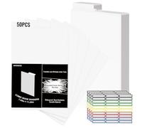 AKONEGE 50 Pack Comic Book Dividers with Tab and 4 Pack Colorful Label Stickers, 28.5x18.4cm/11.25" x 7.25" White Plastic Card Separator Comic Dividers Boards for Comic Book Storage Boxes & Bins