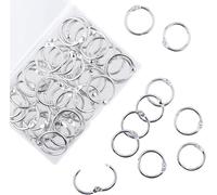 AKONEGE 50Pcs Binder Rings 25mm/1 Inch Small Metal Book Rings, Binding Rings for Index Cards Flash Cards, Keyrings Paper Ring Binder Clips for School, Office, Home