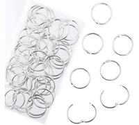 AKONEGE 50Pcs Binder Rings 30mm/1.2 Inch Metal Book Rings, Binding Rings for Index Cards Flash Cards, Keyrings Paper Ring Binder Clips for School, Office, Home