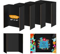 AKONEGE 6 Pack Black Tri-Fold Display Board 400x666mm Foldable Presentation Poster Board, Corrugated Cardboard for Business & School Projects, Science Fair Display, Art Exhibits