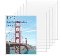 AKONEGE 6PCS 8" x 10" Rigid Print Protectors Clear Hard Plastic Page Sheet Protectors Photo Holder Poster Plastic Sleeves for Arts, Prints, Autograph Pictures, Photographs, Birth Certificate Protector