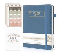 AKONEGE Bible Study Journal - Church Notes Notebooks Guided Bible Study Supplies Notebook for Note Taking & Reflection, Hardcover Daily Faith & Prayer Journal for Men Women, 5.8" x 8.3", Blue