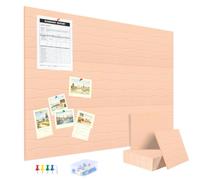 AKONEGE Felt Bulletin Cork Board for Walls 122 x 90 cm, 12 Pack Felt Cork Tiles with Adhesive Tabs & Pins, DIY Vision Board Pinboard for Bedroom, Home & Office Decor, Peach Beige