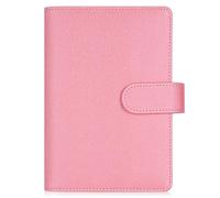 AKONEGE PU Leather A6 Binder 6 Ring Budget Binder Cover for A5 Filler Paper & Loose Leaf Bags, Refillable Notebook A6 Personal Planner for Diary & Work, Money Organizer for Saving Money, Glitter Pink