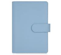 AKONEGE PU Leather A6 Binder 6 Ring Budget Binder Cover for A6 Filler Paper & Loose Leaf Bags, Refillable Notebook A6 Personal Planner for Diary & Work, Money Organizer for Saving Money, Airy Blue