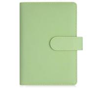 AKONEGE PU Leather A6 Binder 6 Ring Budget Binder Cover for A6 Filler Paper & Loose Leaf Bags, Refillable Notebook A6 Personal Planner for Diary & Work, Money Organizer for Saving Money, Matcha Green