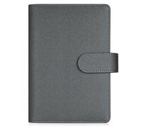 AKONEGE PU Leather A6 Binder 6 Ring Budget Binder Cover for A6 Filler Paper & Loose Leaf Bags, Refillable Notebook A6 Personal Planner for Diary & Work, Money Organizer for Saving Money, Glitter Black