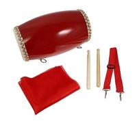 AKOOSY 1 Set Traditional Cowhide Waist Drum Waist Drum with Sticks Strap Red Cloth for Celebrations Easy Learning Percussion Instrument for All Ages
