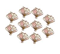 AKOOSY 10 Pcs Hollow Fan Charms Cherry Blossom Pattern DIY Ornaments for Jewelry Making Fan Shaped Bracelet Decor Accessories Bright Color Fade Resistant for Keychains and