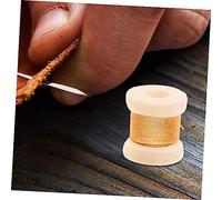 AKOOSY 100 Pcs Unfinished Wooden Thread Spools Vintage Bobbin for DIY Crafting Smooth Surface Wooden Wire Holders Light Yellow for Staining Painting Embroidery and String Rolling