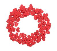 AKOOSY 100 Pieces Red Heart Shape Wooden Buttons for Sewing and Crafts Durable Safe Wood DIY Craft Buttons for Clothing Decoration Easy to Sew
