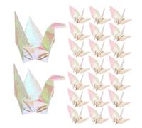 AKOOSY 100PCS Folded Origami Paper Cranes Pearlescent White Premade Japanese Decorative Birds for Wedding Shower Party Outdoor Use