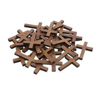 AKOOSY 100pcs Mini Wooden Cross Keychains for Christian Wood Cross Charms for Easter Decorations Religious Craft Accessories for Christening Party Supplies