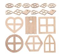 AKOOSY 100pcs Mini Wooden Fairy Doors and Windows Craft Kit with Easy Assembly Design and DIY Flexibility, Unpainted Beige Scandinavian Cottage Style Accessories for Garden Miniature