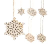 AKOOSY 10Pcs 7Cm Double-Layer Poplar Wood Christmas Hanging Ornaments Set, Blank Xmas Pendants for DIY Coloring, Decorative Wooden Xmas Chips for Holiday Crafts and Party Decorations