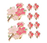 AKOOSY 10pcs Cherry Blossom Brooch Pins Lightweight Enamel Flower Lapel Badge Metal Safety Pins for Women Clothing Bags Accessories Spring and Daily Wear