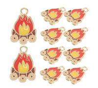 AKOOSY 10pcs Flame Shaped Charms for DIY Jewelry Making Creative Fire Pendant Ornaments for Bracelets Necklaces Earrings Unique Craft Accessories with Passion Flame Design