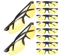 AKOOSY 10pcs Lightweight Frameless Safety for Welding and Cutting | Yellow PC Lenses, Clarity, Universal Fit Temples, Men and Women Use
