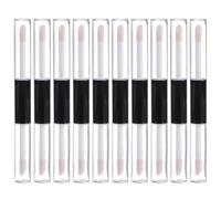 AKOOSY 10pcs Lip Gloss Container Double Ended Lipstick Tube 4ml Refillable Plastic Black for Eyelash Eyebrow Liquid DIY with Rubber Stopper