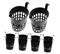AKOOSY 10Pcs Plastic Hanging Garden Planting Baskets with Hooks Outdoor Planters for Flowers and Herbs Black Round Planter Containers for Patio and Balcony Decoration