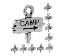 AKOOSY 10pcs Retro Camp Sign Charms Alloy Pendants for Jewelry Making DIY Craft Projects Unique Handmade Accessories for Bracelets Necklaces and Keychains