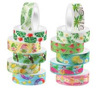 AKOOSY 12 Rolls Hawaiian Flamingo Washi Tape Decorative Adhesive Tape for DIY Scrapbook for Journals Notebooks Gift Wrapping Creativity and Crafting Supplies