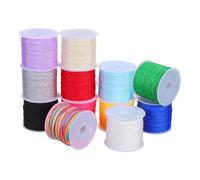AKOOSY 12 Rolls Nylon String Craft Cord Twine 0.8mm for Bracelet Making and Intricate Jewelry Making, Compact Braided Cord Suitable for Kumihimo and Braided Bracelets Crafts