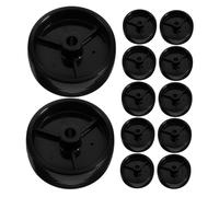 AKOOSY 12pcs Black PP Lawn Mower Wheels Replacement Casters for Outdoor Garden Mowers Multi-use Silent Solid Tires Suitable for Cart String Trimmer and Applications