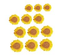 AKOOSY 12pcs DIY Sunflower Embroidery Patches with Heat Seal Backing Thick Texture Floral Sewing Accessories for Clothes Bags Jackets Easy Sew Fixation Clear Pattern Garment Decoration