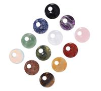 AKOOSY 12pcs Natural Stone Bead Pendants Big Hole round Side Drilled Charms | Crystal Agate Texture, Easy Crafting for Bracelet Making, Compatible with Leather Chains or String
