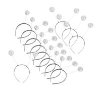 AKOOSY 12pcs Silver Glitter Headbands with Foam Ball Antenna Boppers for Women and Lightweight Nonslip Hair Accessories for Halloween Cosplay Birthday and Space-themed Parties