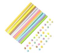 AKOOSY 12Pcs Star Origami Paper Strips Double-Sided Folding Paper for DIY Crafts Party Decoration Handcrafts Random Color