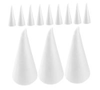 AKOOSY 12pcs White Foam Cones for Crafts Polystyrene DIY Christmas Tree Bases Lightweight Non-Toxic Art Supplies for Floral Arrangements and Holiday Decor