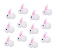 AKOOSY 12pcs White Plush Rabbit Doll Christmas Tree Decorations Xmas Rabbit Ornaments Desktop Bunny Adornments for Holiday Seasonal Home Décor