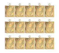 AKOOSY 15pcs Book Pendant Photo Locket Charms Copper Rectangular Vintage Style with Integrated Mirror Smooth Texture Golden Craft Charms Accessory for Office Study
