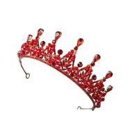 AKOOSY 1pc Handmade Red Rhinestone Bridal Crown Lightweight Wedding Hair Headdress for Brides Banquets and Parties Elegant Sparkling Tiara for Photography and Cosplay