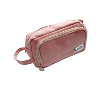 AKOOSY 1Pc Pink Zippered Stationery Bag Practical Pen Organizer with Large Capacity Durable Cotton Linen Canvas for School Office and Travel Supplies for Students and Professionals