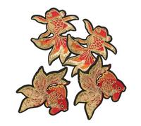 AKOOSY 2 Pairs Chinese Style Koi Fish Embroidered Iron-on Patches with Sequins, Lucky Animal DIY Clothing Applique for Tote Bags, Backpacks, and Pants