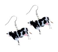 AKOOSY 2 Pairs Cow Shape Earrings for Women Cute Cartoon Acrylic Animal Jewelry Birthday Prom Party Wedding Accessory