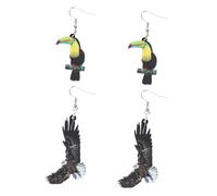 AKOOSY 2 Pairs Fashion Bird Earrings for Women and Hummingbird Pigeon Eagle Owl Parrot Ear Drops Lightweight Ear Decor for Daily Wear and Festivals