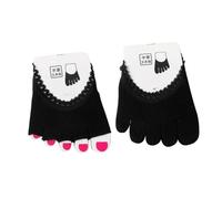 AKOOSY 2 Pairs Lace Five-Toe Socks for Women Breathable Invisible Forefoot Pad Full Finger Design with Soft Elastic Blend Comfortable Half Palm Cushion for High-Heeled Shoes Black