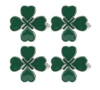 AKOOSY 2 Pairs Men’S Shamrock Clover Cufflinks Set - Enamel Green Metal Sleeve Buttons for Business and St Patrick’S Day - Classic French Shirt Cuff Studs Accessories