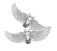 AKOOSY 2 Pcs Angel Wing Zinc Alloy Shoe Clips Removable Rhinestone Buckles for Wedding Party Shoe Charms White Decorative Accessories for Heels and Formal Events