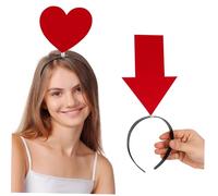 AKOOSY 2 Pcs Valentine's Day Heart and Arrow Headbands for Women and Soft Elastic Fabric Hairbands with Symbolic Love Design Stylish Party and Festival Photo Props