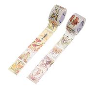 AKOOSY 2 Rolls Vintage Stamp Washi Tape DIY Decorative Stickers for Scrapbooking Journals Notebooks Retro Self Adhesive Craft Tape with Forest Kingdom Insect Diary Designs