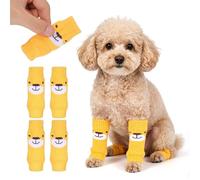 AKOOSY 2 Sets Anti-slip Puppy Socks for Dogs Leg Protectors, Cotton and Polyester Material, Yellow Dog Leg Sleeves Protect from Snow and Ice, Suitable for Puppies Weighing 1.5-4kg