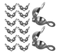 AKOOSY 200pcs Black Crimp Bead Covers Double Hole Knot Covers for Jewelry Making, 4x7mm Iron Clamshell End Caps with Opened Ends Clamp, DIY Beading Thread Accessories for Bracelets