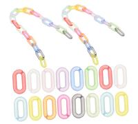 AKOOSY 200pcs Matte Rainbow Acrylic Oval Linking Rings Quick Connect Twist Link for DIY Purse Chain Making Craft Accessories with Secure Easy to Use Open Rings